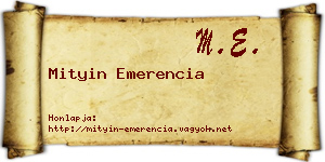 Mityin Emerencia névjegykártya